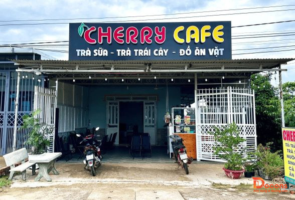 Ảnh Hoàn thiện - Dự án bảng hiệu Cafe trà sữa Chery rẻ đẹp số 1 ở Bảo Lâm