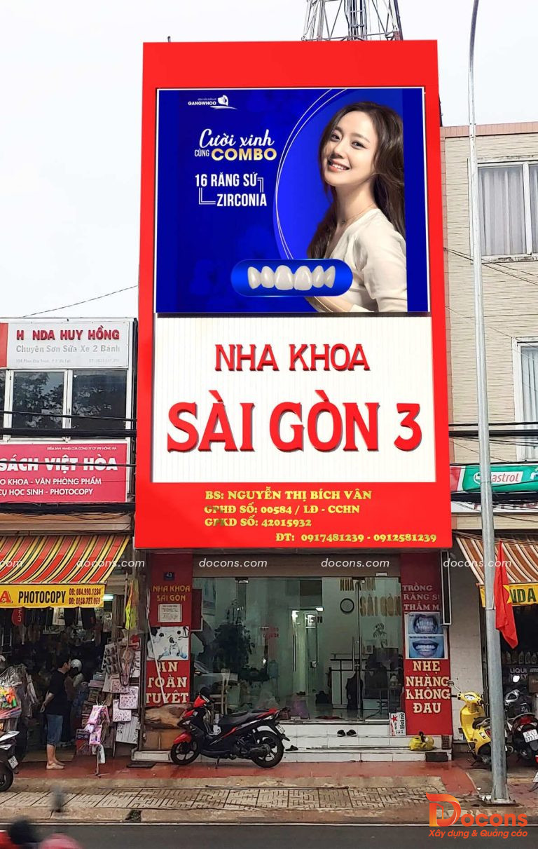 Ảnh ghép 3D gửi khách - Thi công Bảng hiệu Nha Khoa Sài Gòn 3 tại Đà Lạt