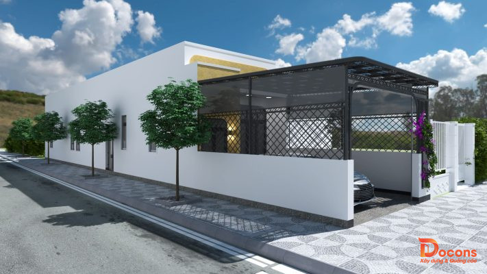 Thi công nhà cấp 4 có kiến trúc đẹp hiện đại tại Lâm Đồng - 3d ảnh phối toàn cảnh