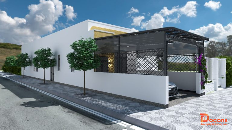 Thi công nhà cấp 4 có kiến trúc đẹp hiện đại tại Lâm Đồng - 3d ảnh phối toàn cảnh