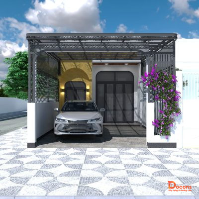 Thi công nhà cấp 4 có kiến trúc đẹp hiện đại tại Lâm Đồng - 3d ảnh phối cảnh mặt tiền