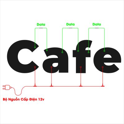 Bộ chữ CAFE công nghệ LED chạy hiệu ứng mới hiện đại thu hút khách cho quán